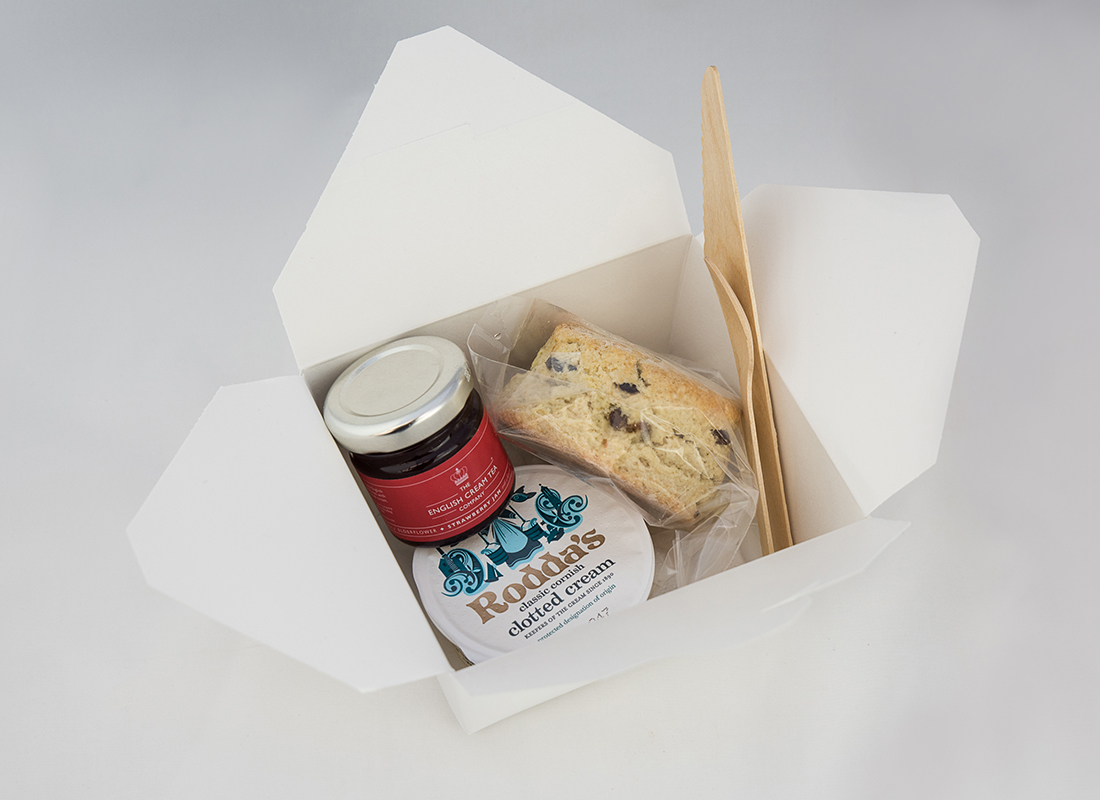 Mini boxes of individual Cream Teas delivered to your event